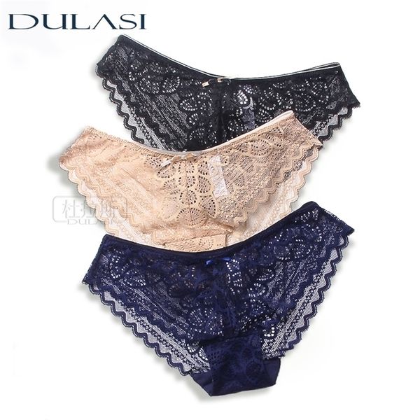 Culine sans soudure Sex Femmes Sous-vêtements Coton Slip transparent pour filles Mesdames Bikini Panty Hipster Dulasi 3PCS 201112