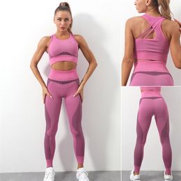 Legging sin costuras Conjuntos de mujer Ropa Pantalones de yoga Mujer Top deportivo y conjunto 2 piezas Trajes de mujer Ropa 220330