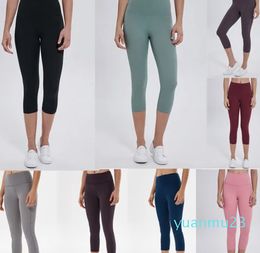 naadloze dames yoga legging pak cropped broek hoge taille uitlijnen met schroefdraad sport midcalf verhogen heupen gymkleding elastische fitness