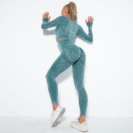 Trajes de yoga Ejercicio femenino Ropa deportiva Mujeres Ropa atlética para exteriores Pantalones para correr Medias sin costuras Pantalones de yoga Leggings Mujer Ropa de entrenamiento Ropa deportiva