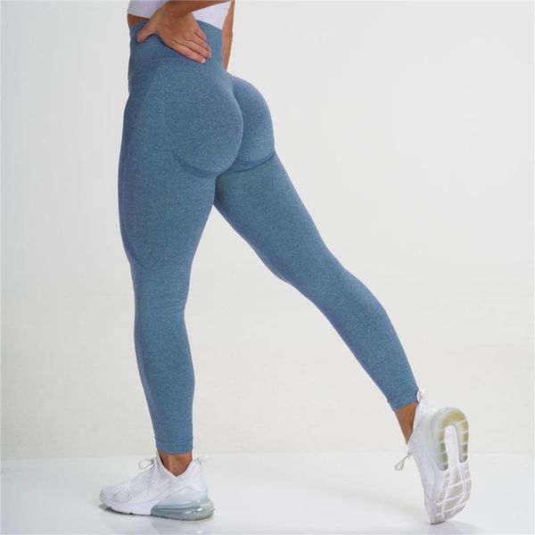 Tenues de yoga Pantalons sans couture pour femmes Fitness Nylon Sportswear Workout Gym Leggings Push Up Taille haute Running Cheville Longueur Pantalon1