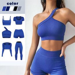 Naadloze yogaset vrouwelijke vrouwen crop top beha legging tweedelige 2 stuks fitness outfit workout sets sportkleding gympak kleding 220629