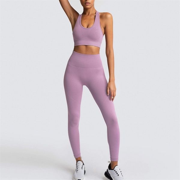 Seamless Yoga Sport Bra Running Gym Fille Formation Survêtement Leggings Fitness Vêtements Sportswear Workout Vêtements Pour Femmes Ensembles 210813