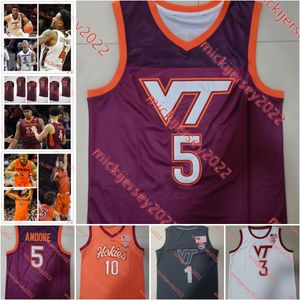 Sean Pedulla Virginia Tech Hokies Maillot de basket-ball Lynn Kidd Darius Maddox Justyn Mutts Mylyjael Poteat Rodney Rice Michael Ward Patrick Wessler Maillot