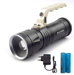 Recherche d'éclairage zoomable à grande taille Rechargeable Light Light Lantern Torch pour Fish Camp Hunt 18650 Batterie AC Charger3919793