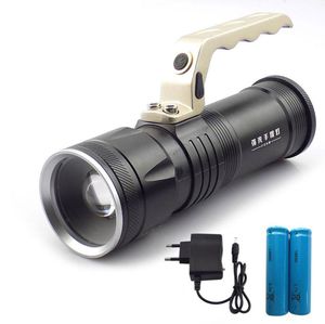 Recherche d'éclairage zoomable à grande taille Rechargeable Light Light Lantern Torch pour Fish Camp Hunt 18650 Batterie AC Charger4008090