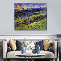 Zeegezicht bij Saintes Maries De La Mer Handgeschilderde Vincent Van Gogh Canvas Art impressionistische schilderkunst voor Modern Home Decor