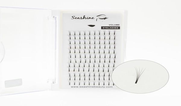 Seashine 5d raíces largas 5D Pestañas de volumen ruso 5D Abanicos prefabricados 5 plantas Extensión de pestañas Caja personalizada Seda Suave Natural Largo3722636