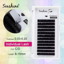 Seashine J/B/C/D/L Curl Faux Mink Pestañas individuales Extensión de pestañas Herramienta de maquillaje suave y larga natural