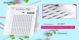 Seashine cils préfabriqués ventilateurs 10D tige moyenne Extension de cils russie Volume préfabriqués ventilateurs 100 fait à la main vison Lashes9027651