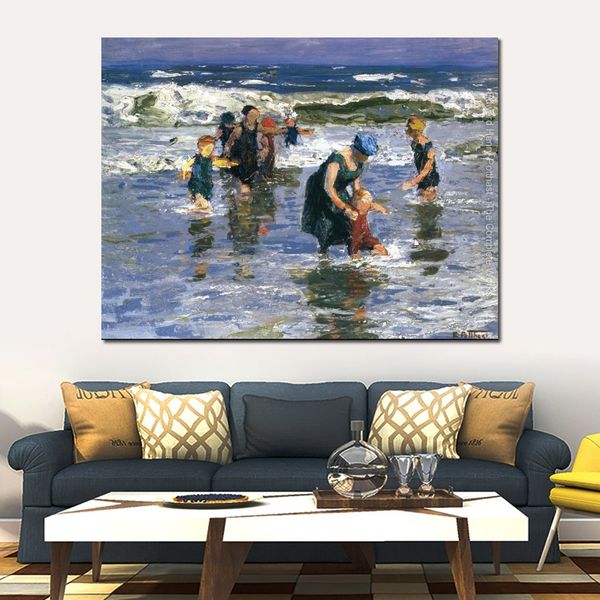 Arte de lienzo junto al mar en la pintura de Surf Ii de Edward Henry Potthast obra de arte impresionismo paisaje decoración de pared hecha a mano