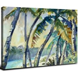 Art mural à coco à bord de mer: Arbres tropicaux abstraits tropicaux Reproduction peinture imprimé toile images pour les toilettes