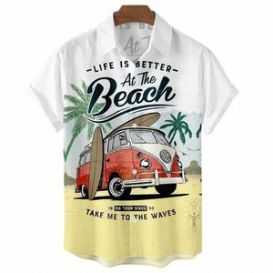 Vacances à la mer Prendre Chemise à manches courtes pour hommes Nouveau Beau Plage de sable lâche d'Hawaï Big Yards Camisa Floral Casual R3a0 #