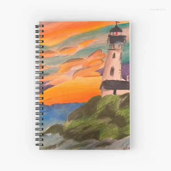 Seaside Lighthouse Spiral Journal Notebook 120 Pages Papier pour femmes hommes de mode de mode Journaux d'école Bureau de bureau