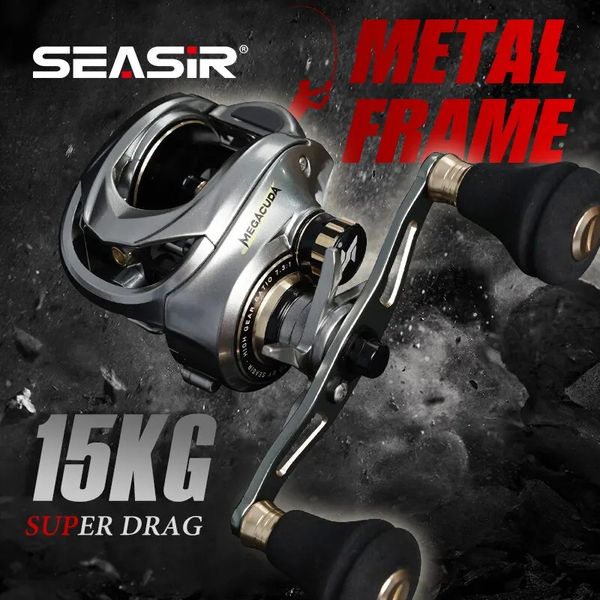 Seasir Megacuda Baitcasting Reel traîne 15 kg de profonde bobine 6.5 1 Cadre en aluminium côté carbone double manche jigging métal bobine de mer 240424