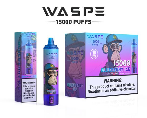 Waspe 15000 Puffs Vape Mesh Coil 850mAh Type-C 22ml LCD Padle Puff 15k Vape POD PREDE POD 10 Sabores Puff 15k E Cigarrillo Vs Randm Tornado 15K 9K 9K