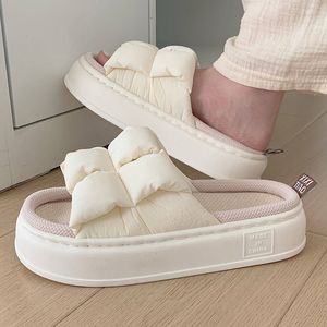 Seizoenen 4 cm vrouwen zomer vier gecontroleerd dikke zachte zool linnen binnen huis slaapkamer paar vloer slippers 23041 60