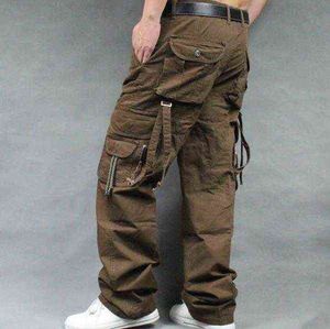Saisons Cargo Pants Loose Men's Cotton Pocket Baggy Pantalons Hommes Casual global Printemps Automne Droit Hommes Bas Grande Taille 38 H1223