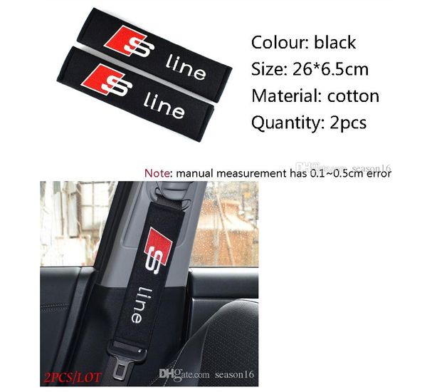 Cubierta del cinturón de seguridad Car Styling auto sticker para Audi S line SLine A4 B6 A6 C7 A3 8V B8 A6 C5 B7 B5 C6 Q5 A5 Accesorios Cotton Car-Styling