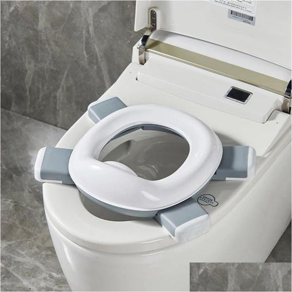 Cubiertas de asiento Ers Portable Potty Child Children S Pot Mtifuncional Plegable Entrenamiento para bebés 3 en 1 Inodoro de viaje 10 bolsas de basura 231116 Dr Dhrs2