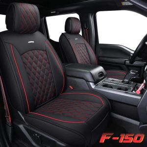 Ensemble complet de housses de siège en cuir imperméable et durable pour camionnette adapté pour Ford F150 de 2009 à 2023 et F250 F350 F450 de 2017 à 2023
