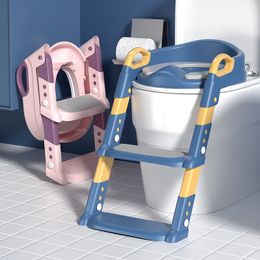 Fundas de asiento Silla de respaldo de urinario de entrenamiento para orinal plegable infantil con escalera de taburete ajustable Inodoro seguro para bebés pequeños 230519