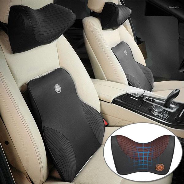 Cojines de asiento 2022, almohada para el cuello del coche, reposacabezas, cojín de soporte Lumbar, espuma viscoelástica trasera, ergonomía de viaje para silla de conductor