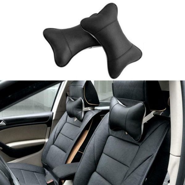 Coussins de siège 2 pièces en cuir PU Ventilation voiture appuie-tête cou oreiller coussin confortable