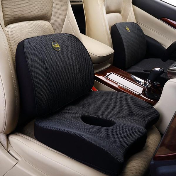 Cojines de asiento 4D Honeycomb Long Drive Cojín de coche Soporte de respaldo Almohada de coxis Almohadas ortopédicas Espuma de memoria Ergonómica Antideslizante