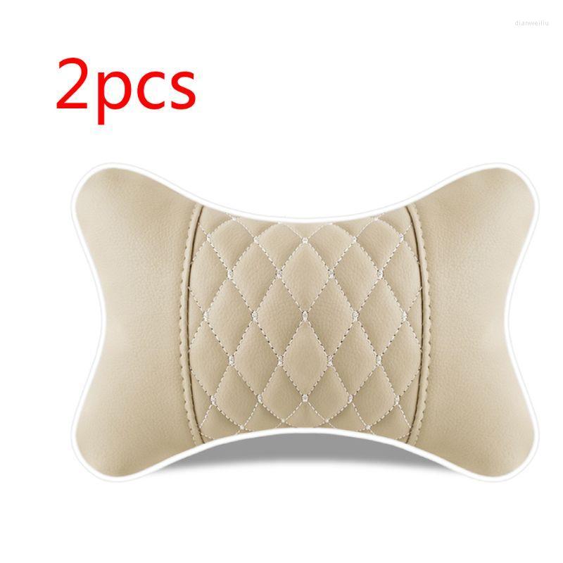Coussins de siège 50LC 2pcs cuir artificiel voiture oreiller protection cou appuie-tête confortable