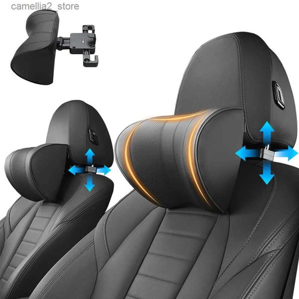 Coussins de siège Appui-tête de voiture réglable oreiller siège en cuir tête U cou soutien confort avec crochet reste coussin de voyage pour enfants adultes Q231018