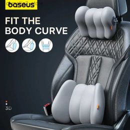 Cojines de asiento Baseus Cuello de coche Almohada Reposacabezas Cintura 3D Memoria Espuma Soporte de asiento para viajes Cuello Resto Transpirable Coche Atrás Cojín lumbar Gadget Q231018