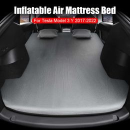 Cojines de asiento Cama de coche Colchón de aire inflable Almohada Estera trasera Tela de gamuza Acampar al aire libre Interior Muebles Accesorios para Tesla Model 3 Y 1209