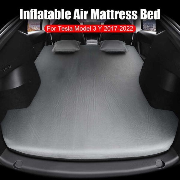 Coussins de siège Lit de voiture Gonflable Matelas à air Oreiller Tapis arrière Tissu en daim Camping en plein air Intérieur Meubles Accessoires pour Tesla Model 3 Y 1209