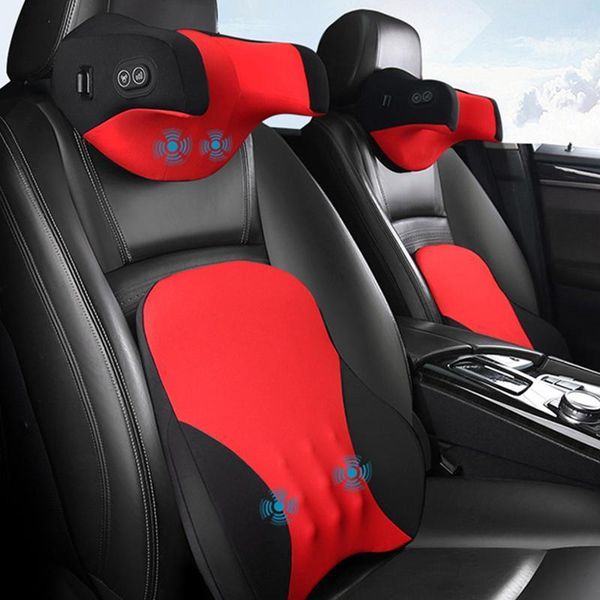 Cojines de asiento para coche, almohada de masaje Cervical, cojín de soporte Lumbar, seguridad automática, relajación, cuello, cabeza, cintura, reposacabezas eléctrico, espalda