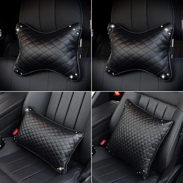 Coussins de siège appui-tête de voiture clouté de diamants mignon femme cou oreiller taille dos coussin