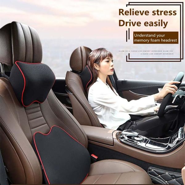 Cojines de asiento Cuello de coche Reposacabezas Almohada Auto Soporte de cabeza Protector Lumbar Pad Automóviles Resto Memoria Algodón