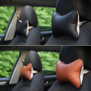 Seat Cushions Men Fashion Business Car Headrest Pillow Leather Support Cushion Back Neck Protector Head Pillows Accessories
