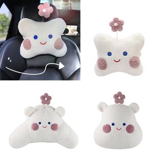 Coussins de siège sourire voiture cou épaule oreillers lombaires doux Design ergonomique intérieur Auto rose blanc pour adultes protecteur de corps