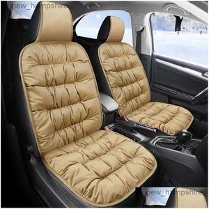 Coussins de siège Winter Car Er Warm Veet Coussin Pur Coton Luxe Épais Ajustement pour la plupart des voitures Drop Livraison Automobiles Motos Interio Dha7E