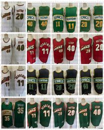 Seattle 1996 Vintage 20 The Glove Gary Payton Kevin Durant 40 Reign Man Shawn Kemp 11 Detlef Schrempf basketbalshirts zwart4031212