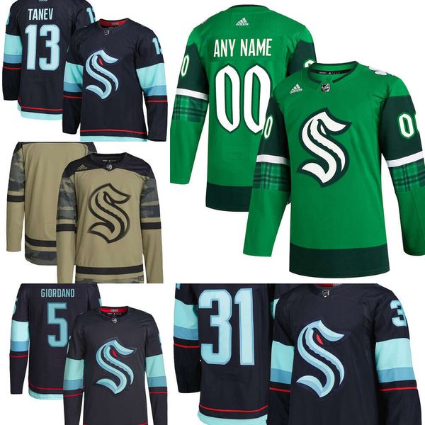 Maillots de hockey Kraken personnalisés de Seattle Jamie 24 Oleksiak 16 McCann 6 Adam Larsson 4 Haydn Fleury 28 Carson Soucy 21 Wennberg 91 Daniel Sprong 20 Eeli Tolvanen