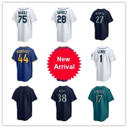 SEATTLE CUSTUST Mariners Baseball Jerseys Julio Rodriguez Ichiro Suzuki Ken Griffey Jr. Edgar Martinez Cal Raleigh 3 JP Crawford 17 Mitch Haniger