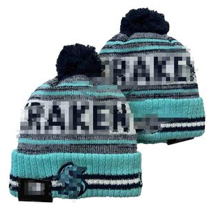 Seattle Fashion Kraken Beanie Chapeaux tricotés Équipes sportives Baseball Football Basketball Bonnets Casquettes Femmes Hommes Pom Mode Hiver Top Caps Sport Knit Hats