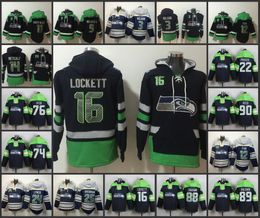 Seattle''Seahawks''Men #12 Fan 14 D.K.Metcalf 16 Tyler Lockett 24 Marshawn Lynch Sweat à capuche à lacets personnalisé vert sans âge incontournable