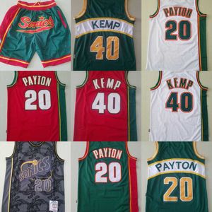 Seattle heren throwback jersey Gary Super 20 Payton Shawn Sonics 40 Kemp basketbalshorts basketbalshirts rood wit blauw hoge kwaliteit