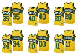 SeattleMen Ray Allen Kevin Durant Shawn Kemp Detlef Schrempf Gary Payton Reload klassiek aangepast shirt