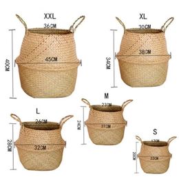 Zeewier rieten mand rattan hangende bloem pot vuile kleding mand opslag mand cesta mimbre mand picknickmand 240416