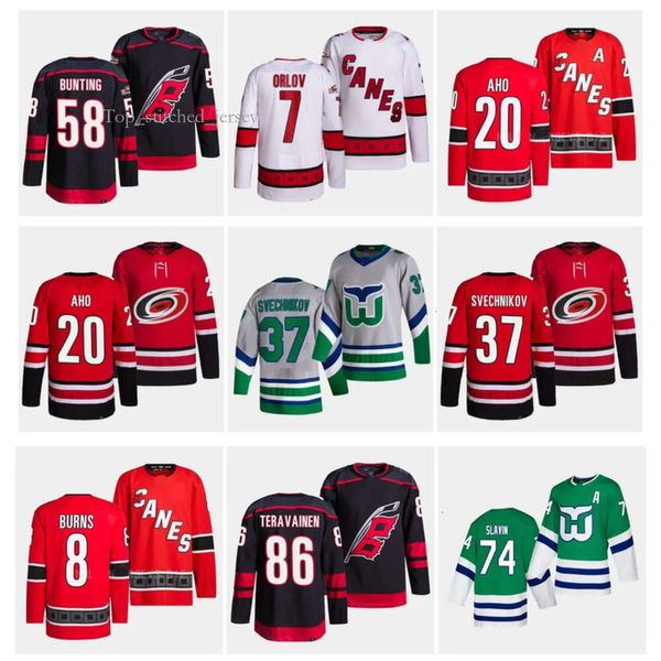 Maillot de hockey Sebastian Aho Hurricanes Andrei Svechnikov Brent Burns Teuvo Teravainen Jaccob Slavin Martin Necas Andersen Michael Bunting Dm 6650