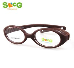 SECG Bijziendheid Optische Ronde Kinderbril Frame Effen TR90 Rubber Dioptrie Transparante Kinderbril Flexibele Zachte Brillen7200840